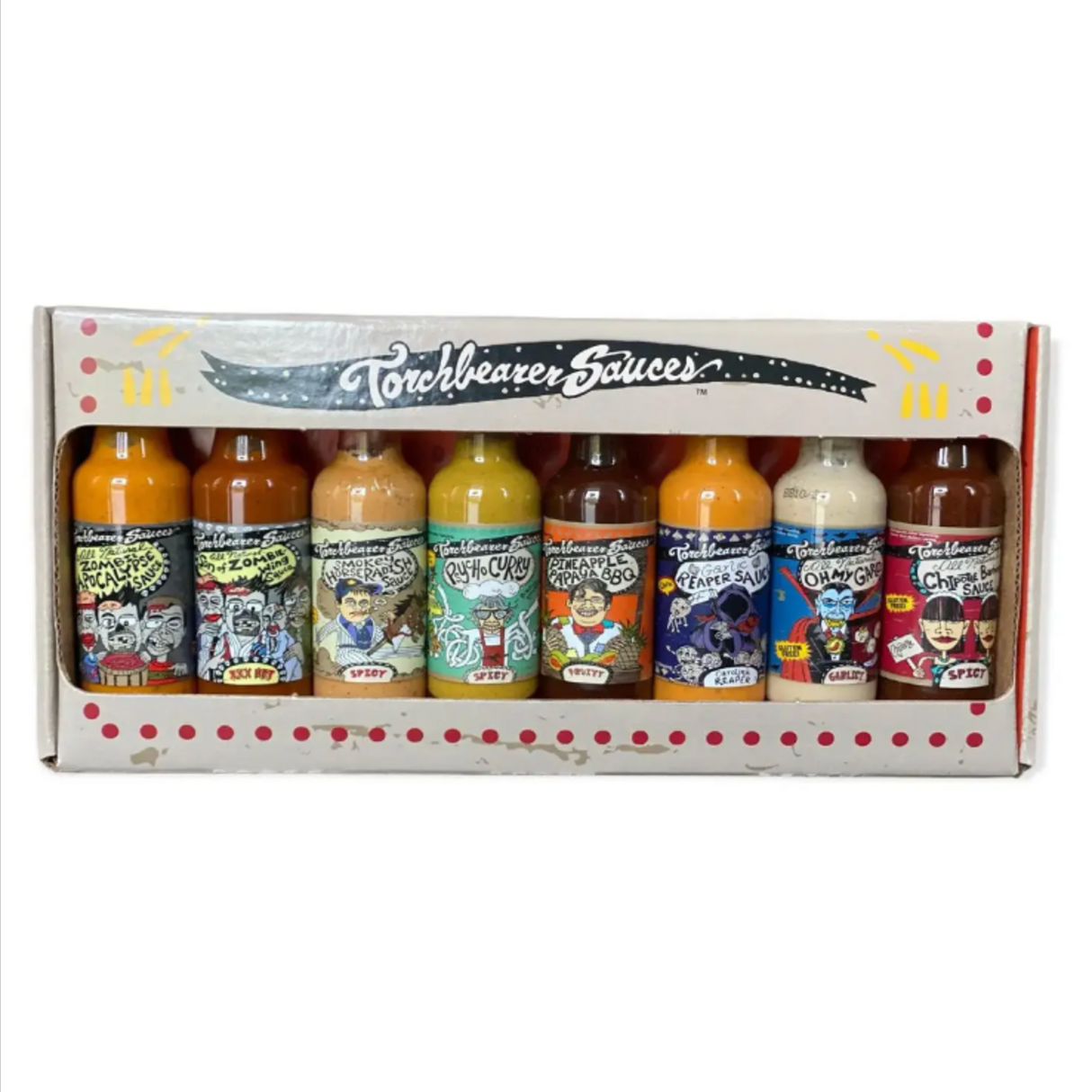Aštrių padažų rinkinys TORCHBEARER SAUCES, 8 buteliukai x 52 ml