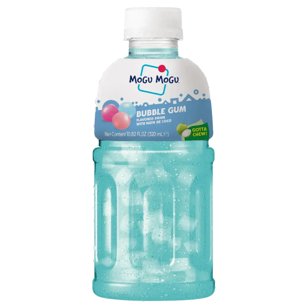 Bubblegum flavor soft drink with nata de coco MOGU MOGU, 320 ml