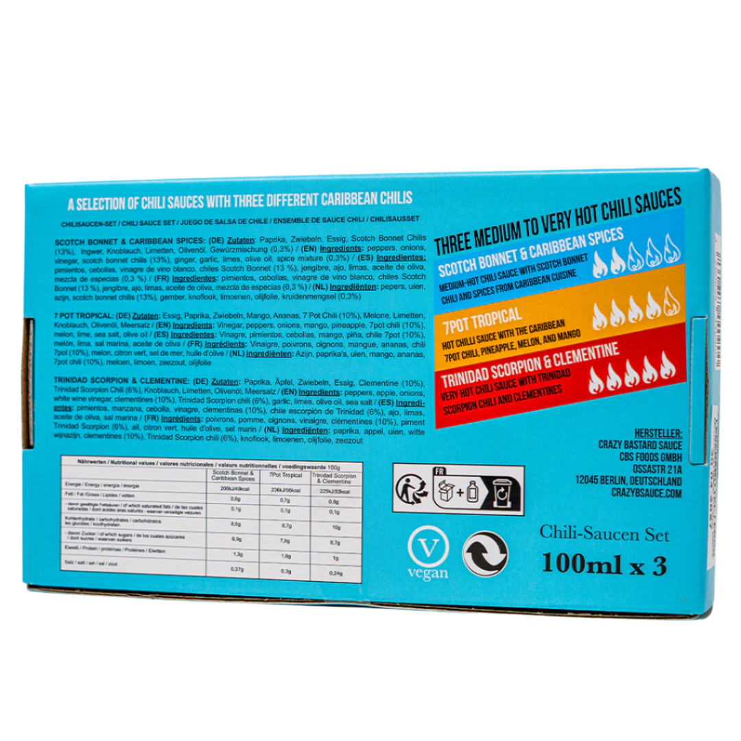 Carribean 3 Sauce Set in Gift Box CRAZY BASTARD, 3 x 100 ml