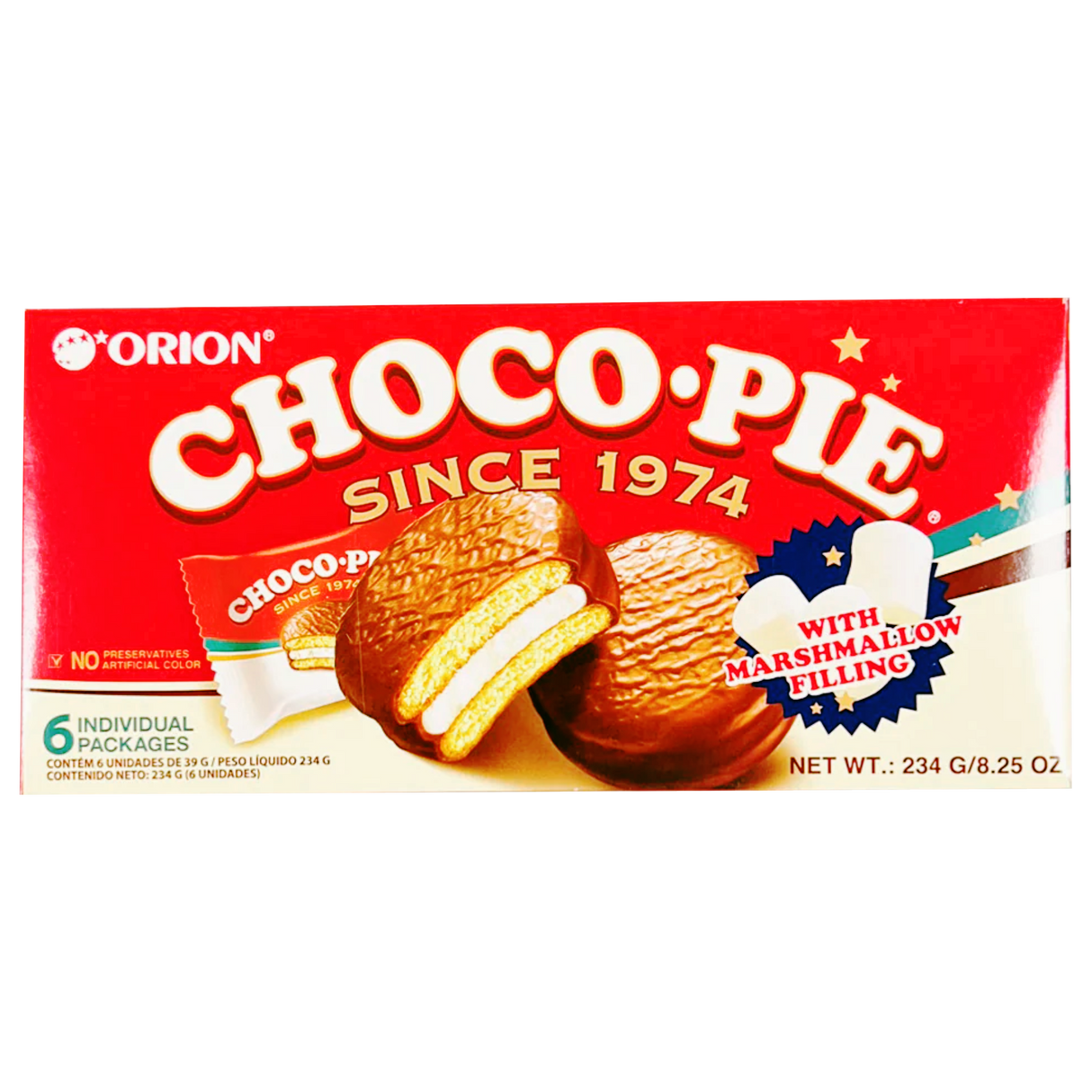 Choco Pie with Marshmallow Filling ORION, 234 g in cardbord box