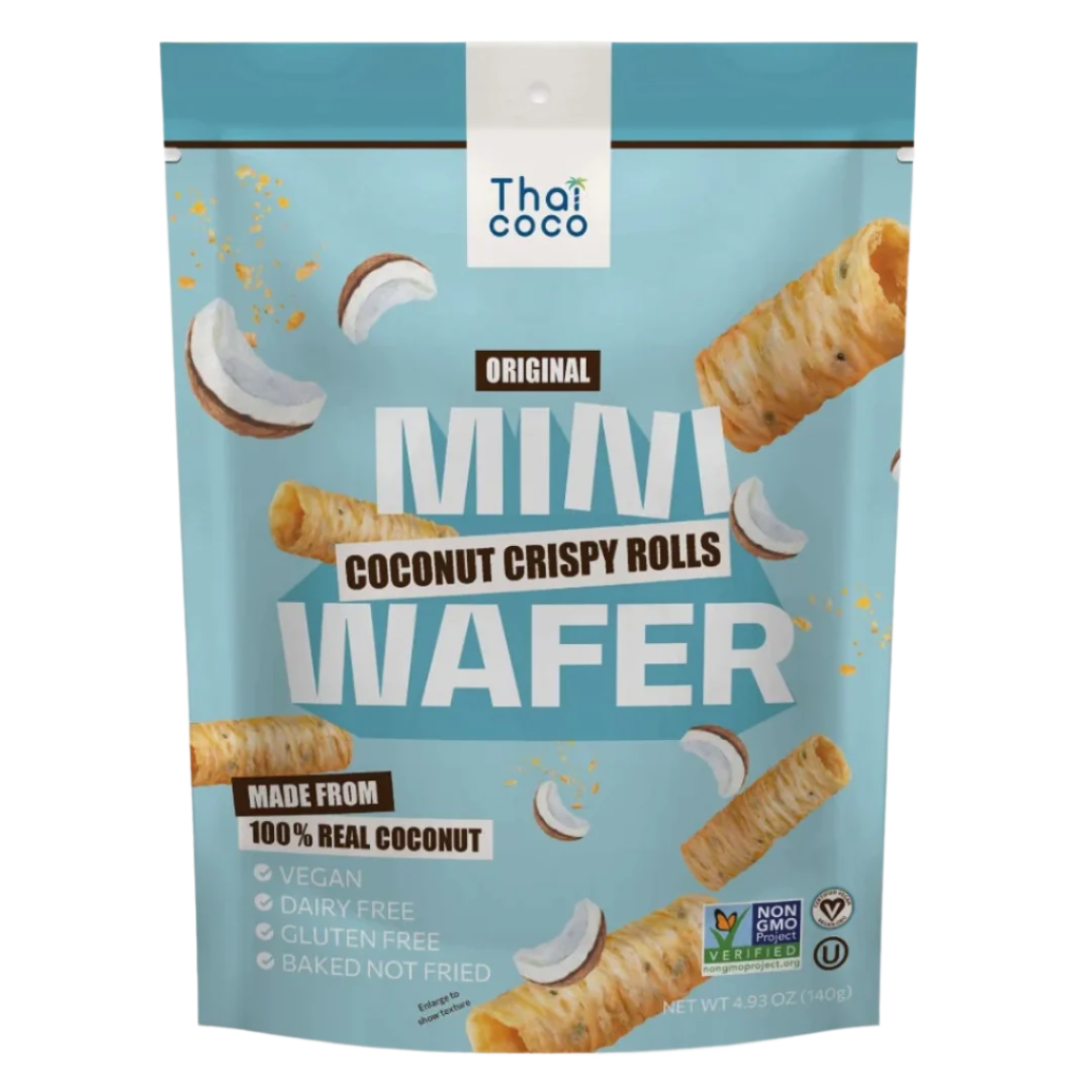 Traškūs kokosiniai vamzdeliai THAI COCO, 140 g