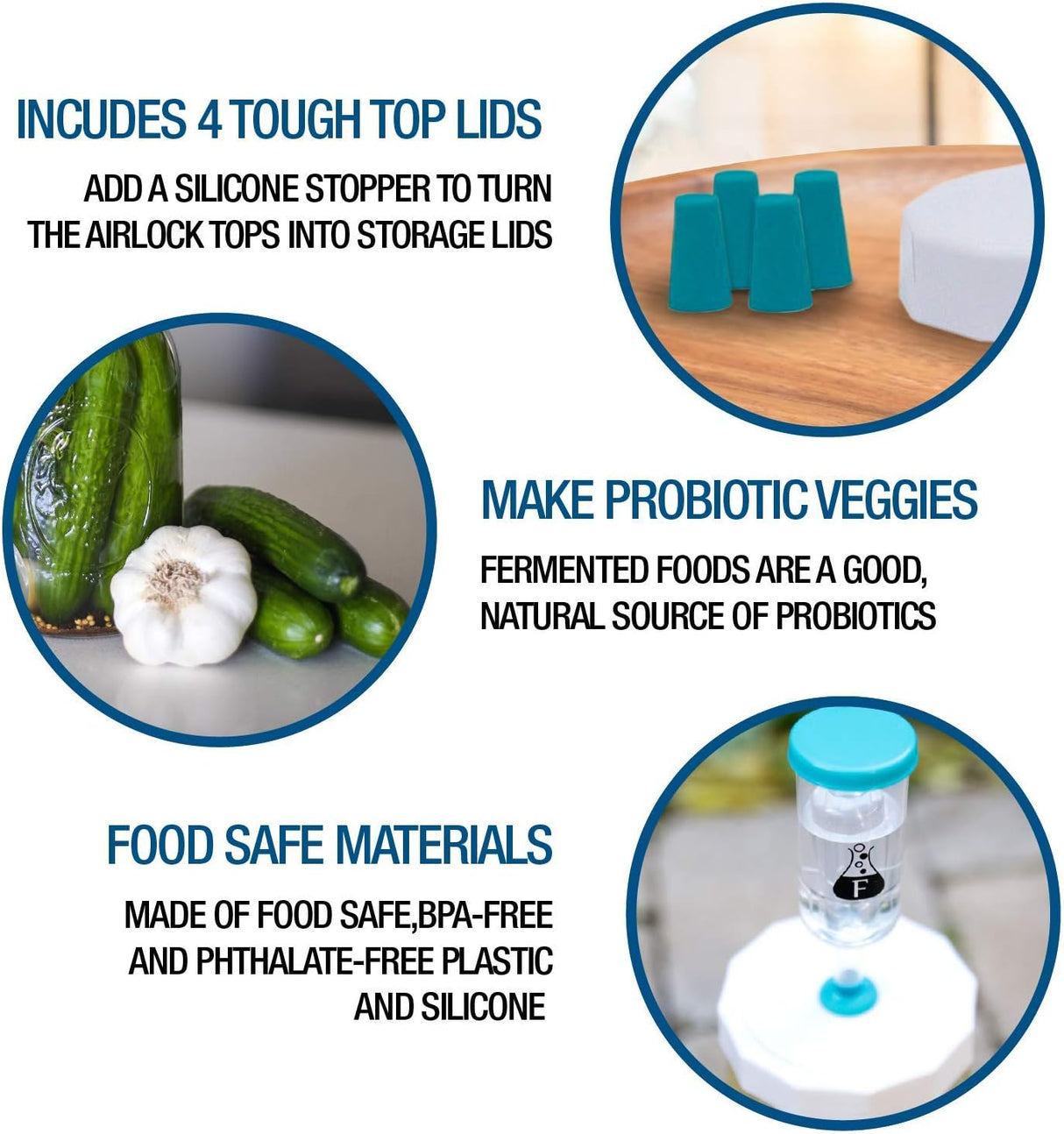 Fermentacijos sklendės siaurakakliams (70 mm) stiklainiams FERMENTOLOGY (4 vnt)