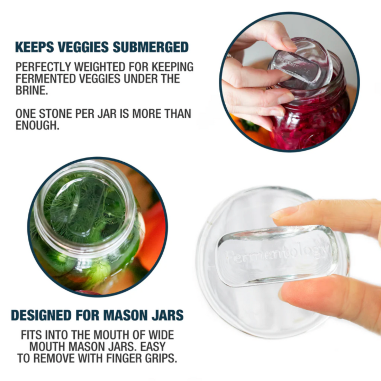 Stikliniai fermentavimo svoriai siauriems (70 mm) stiklainiams FERMENTOLOGY (4 vnt.)