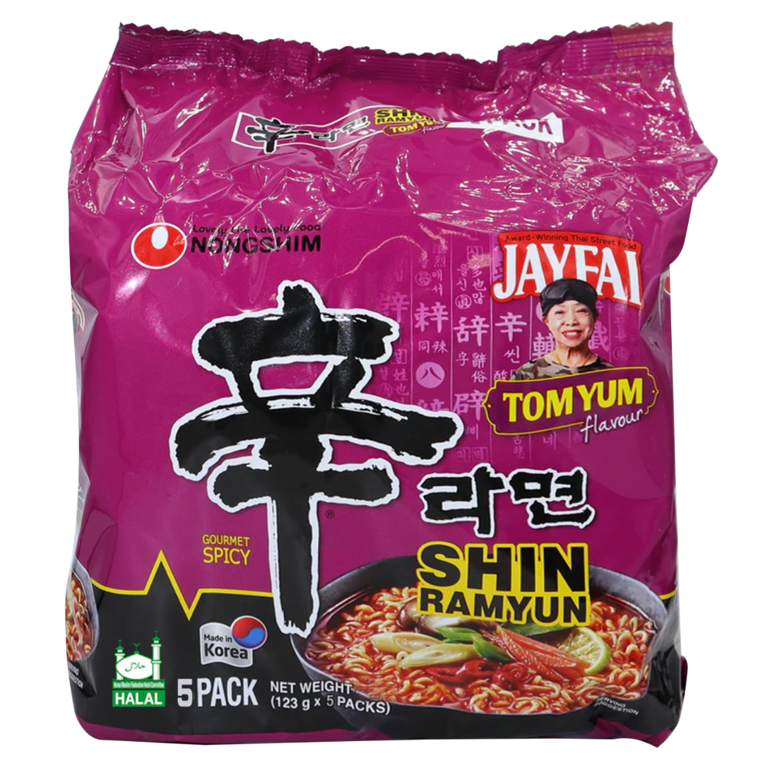 Greitai paruošiami makaronai Shin Ramyun Tomyum (Šeimos pakuotė) NONGSHIM, 5 x 123 g