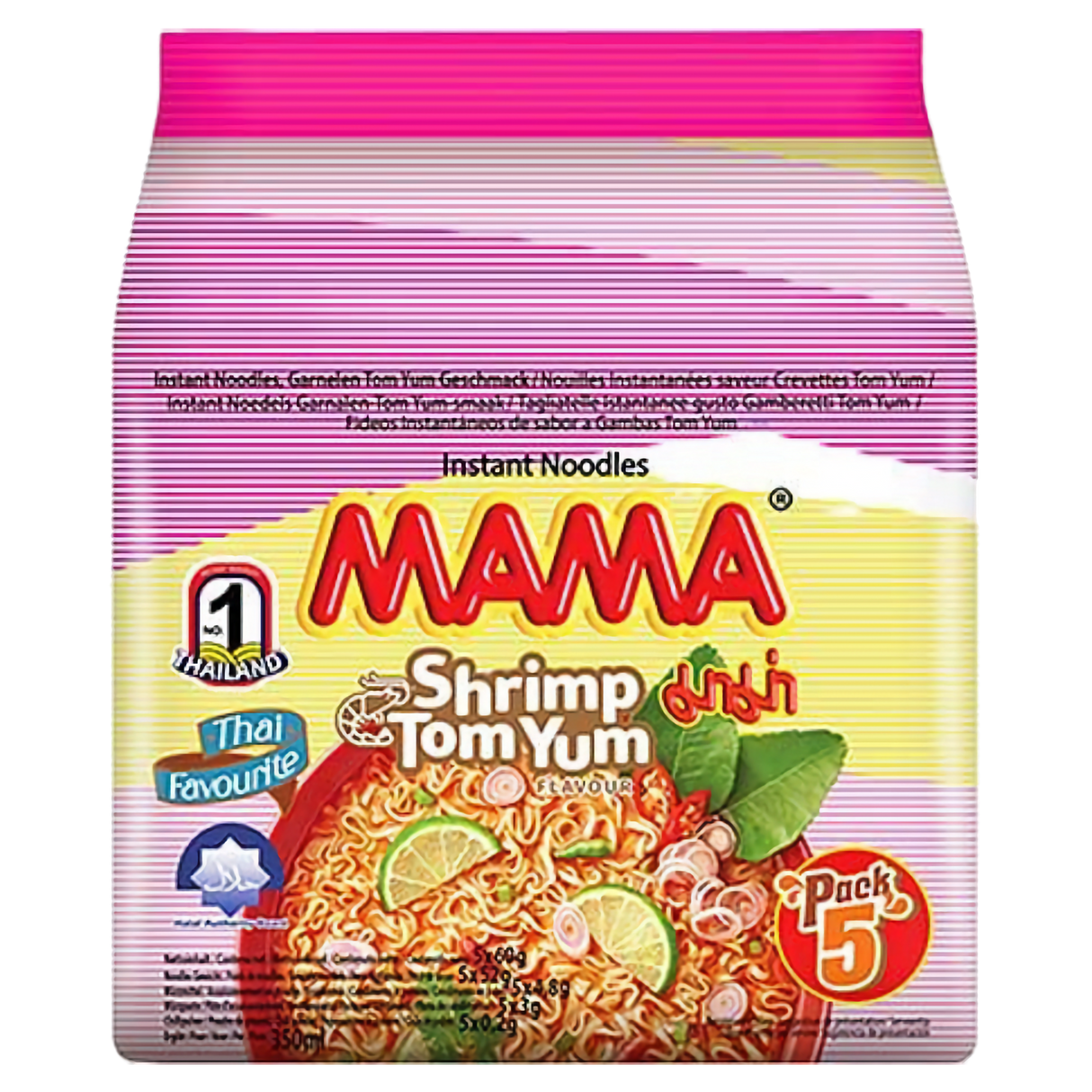 Instant Noodles Shrimp Tom Yum MAMA, 5 x 60g in a sachet
