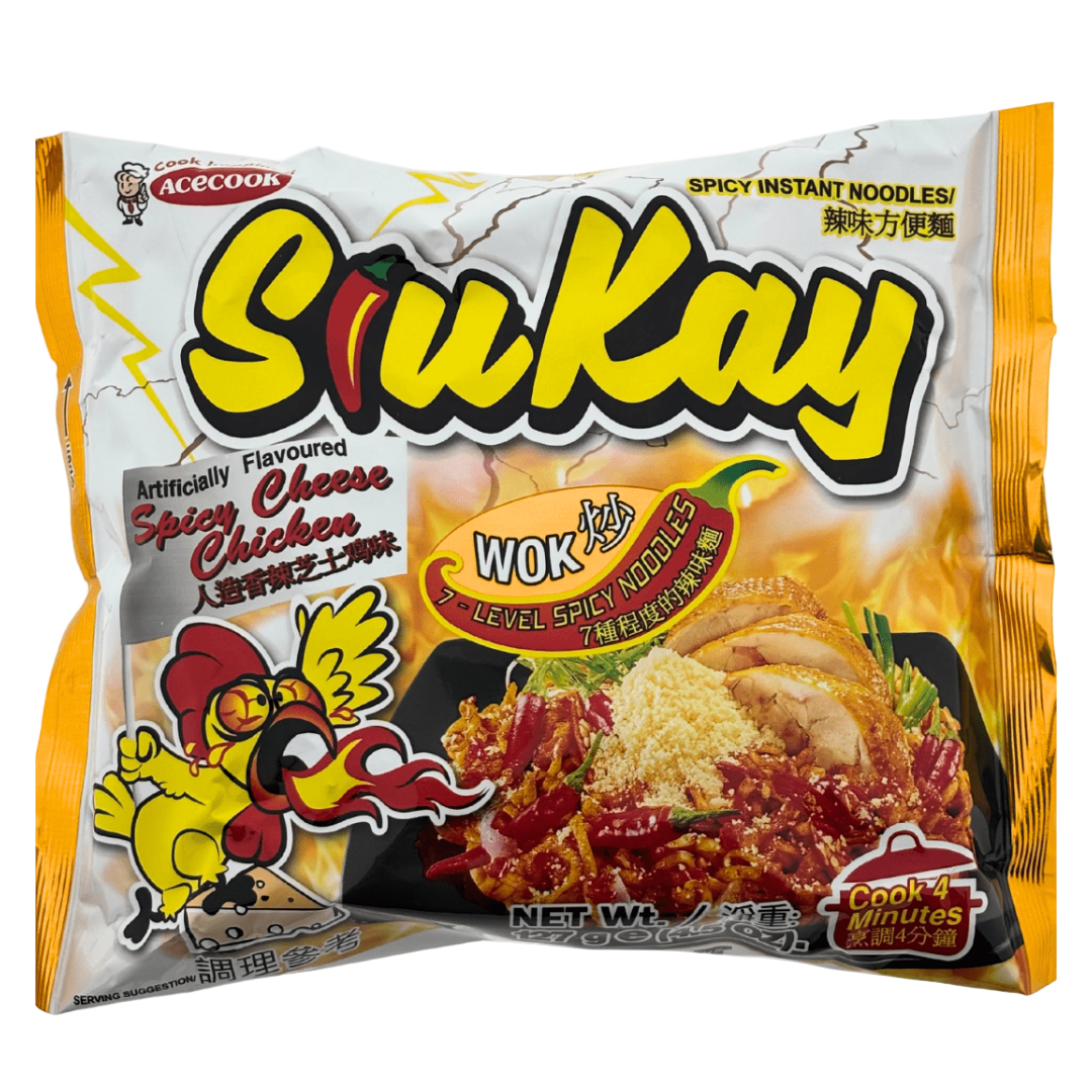 Greito paruošiami makaronai su aštriu sūriu ir vištiena SiuKay ACECOOK, 127 g