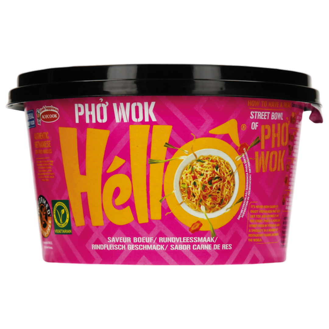 Greitai paruošiami Pho Wok makaronai su jautiena Hello ACECOOK, 76 g