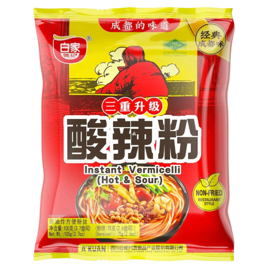 Greitai paruošiami aštriai rūgštūs makaronai BAIJIA, 105 g