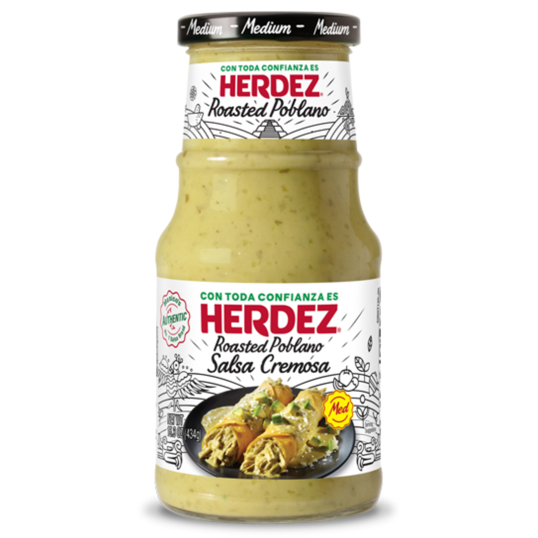 Salsa Roasted Poblano Cremosa HERDEZ (In Glass), 434 g