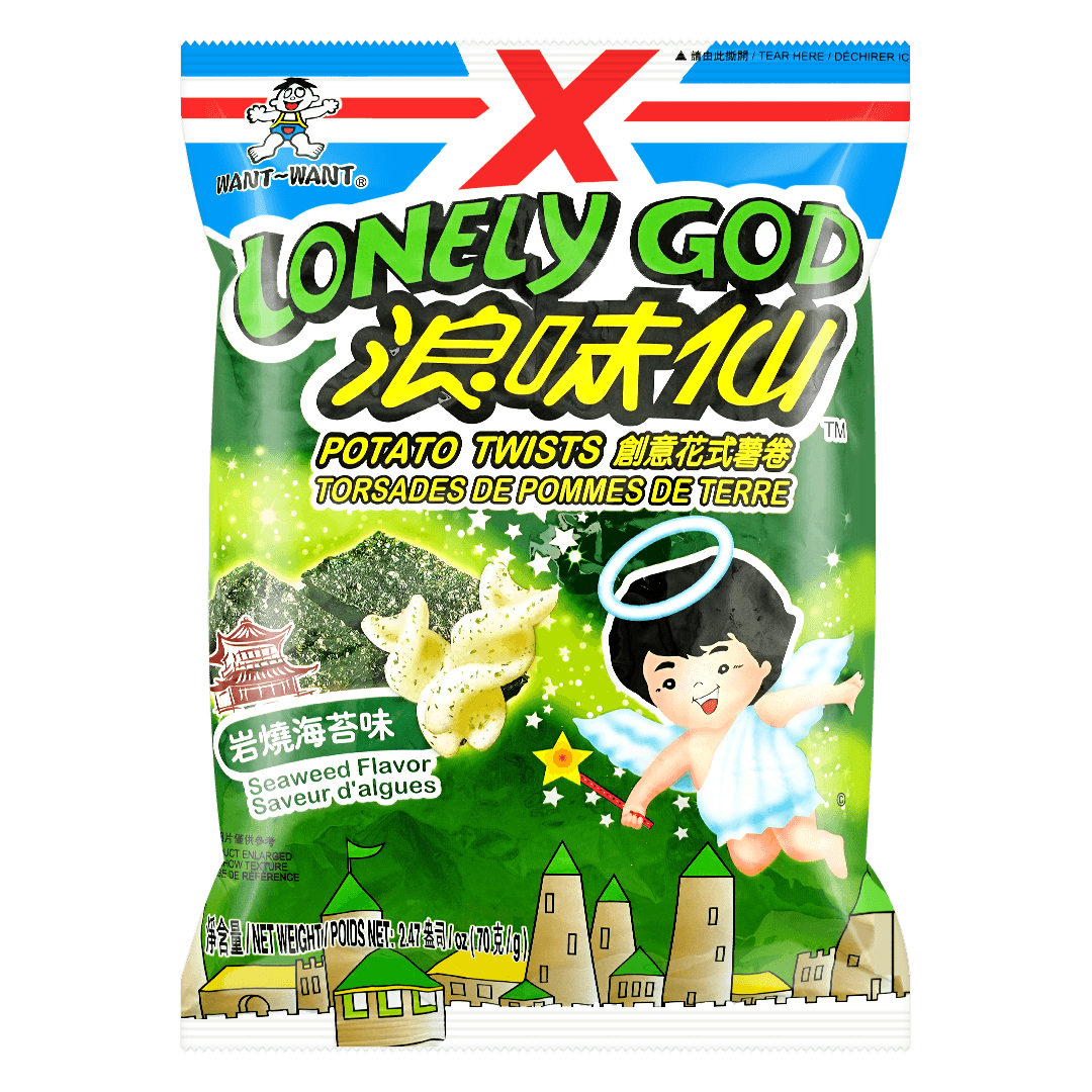 Jūros dumblių skonio bulvių trapučiai Lonely God WANT WANT, 42 g