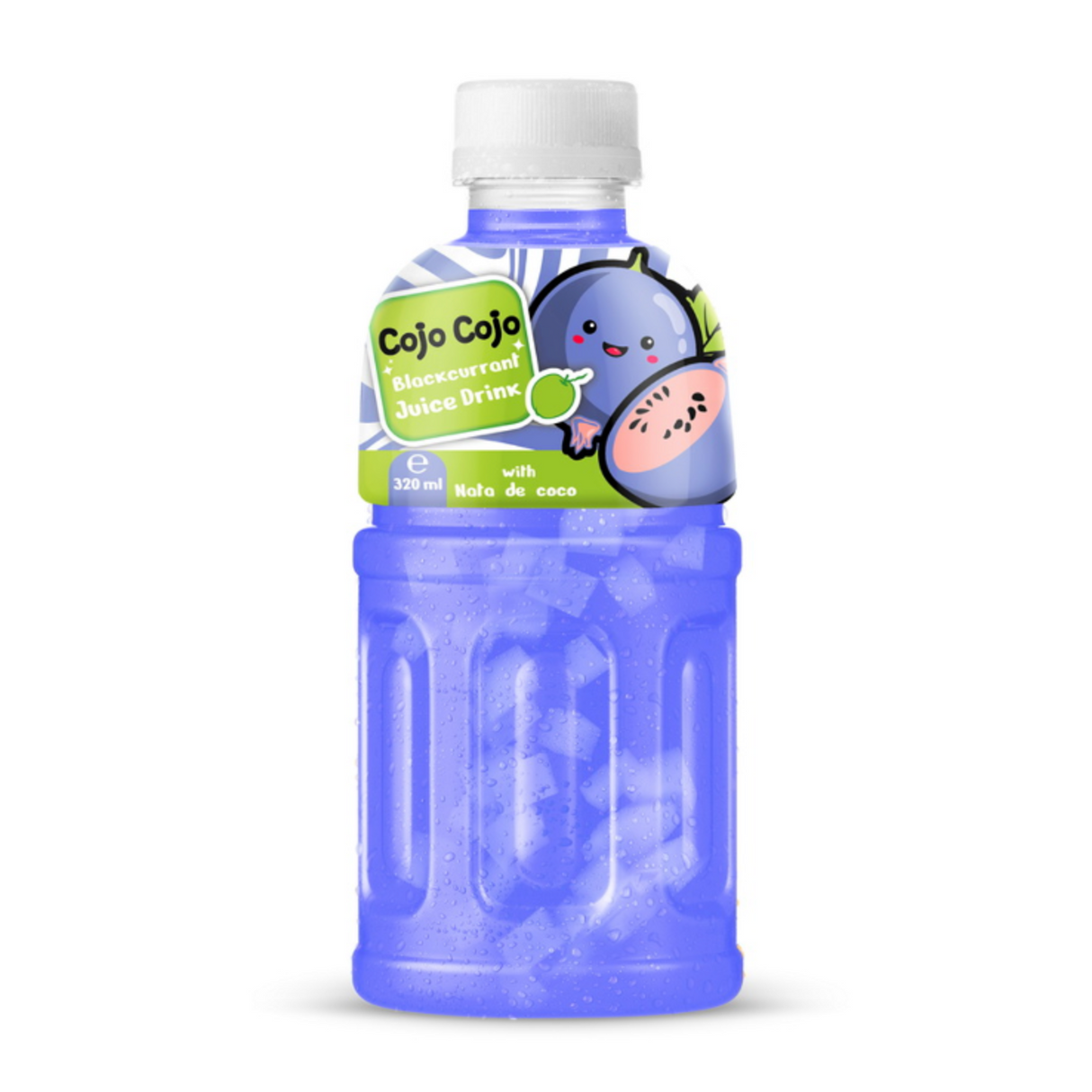 Gaivusis gėrimas su juodųjų serbentų sultimis ir kokosų gabaliukais COJO COJO, 320 ml