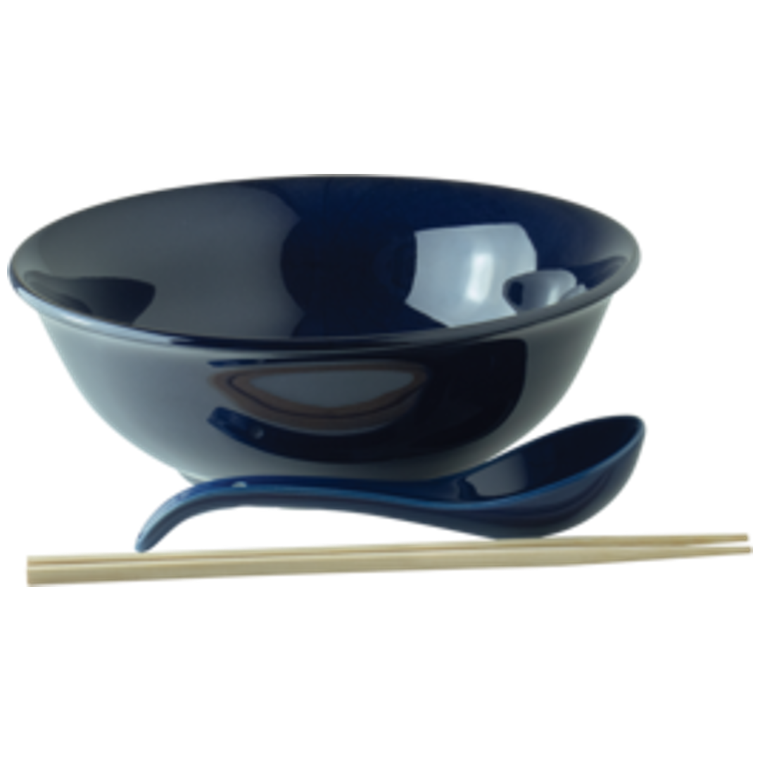 Ramen sriubos dubuo su šaukštu (porcelianas) ir lazdelėmis ASIAN HAPPY KITCHEN