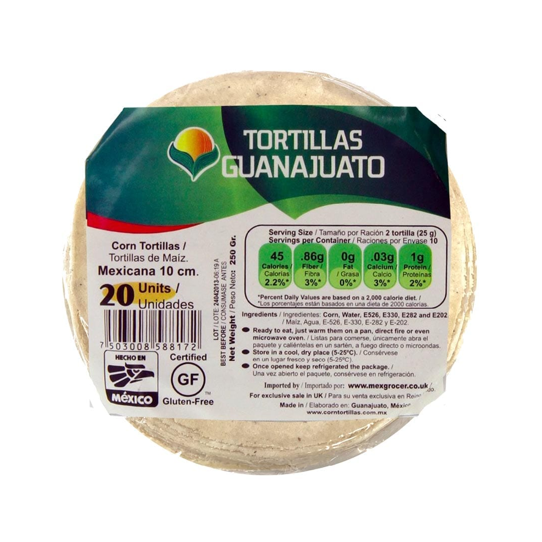Baltųjų kukurūzų tortiljos GUANAJUATO, 10 cm x 20 vnt, 250 g