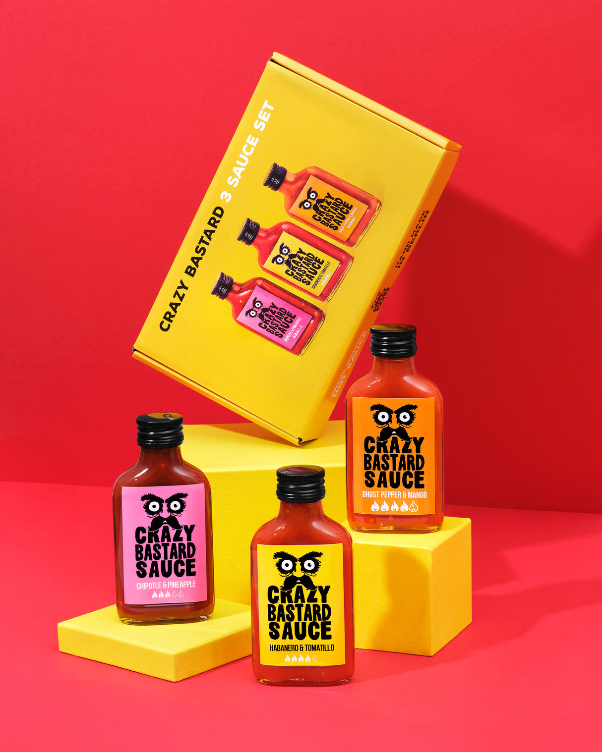 3 Sauce Set (Hottest) in Gift Box CRAZY BASTARD, 3 x 100 ml