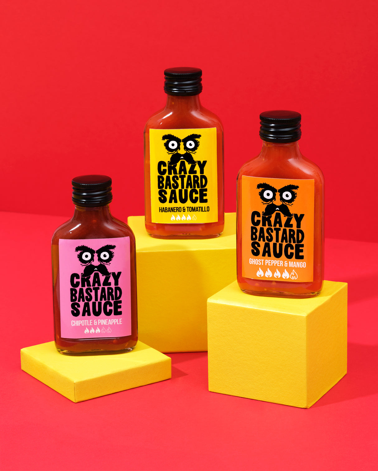 3 Sauce Set (Hottest) in Gift Box CRAZY BASTARD, 3 x 100 ml