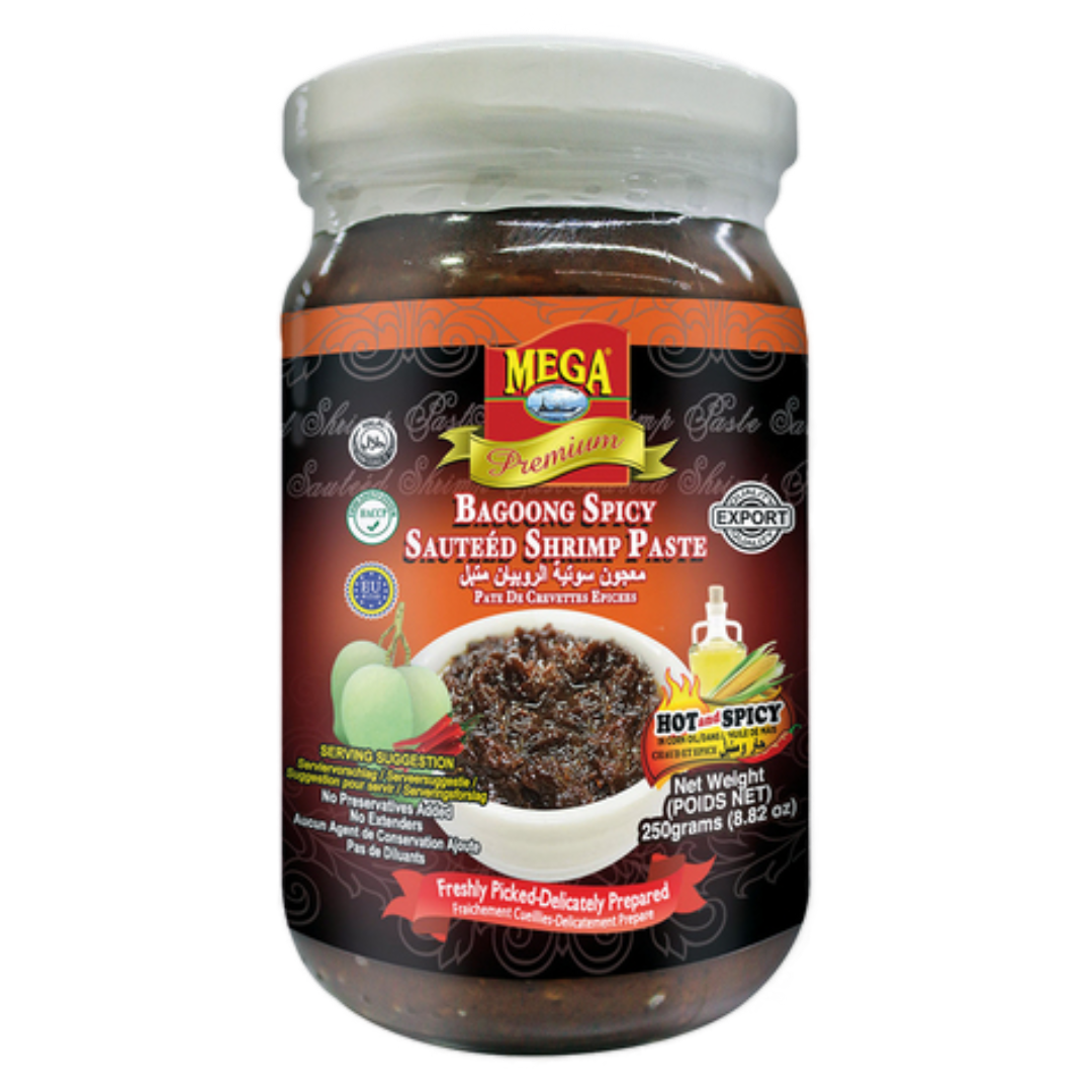 Bagoong Spicy Sauteed Shrimp Paste MEGA, 250 g in a glass jar