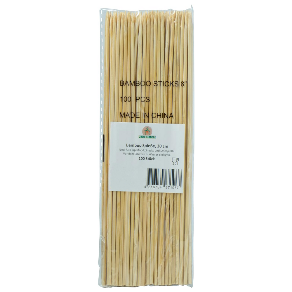 Bamboo Skewers for Satay and Kebab dishes JADE TEMPLE, 100 pcs, length 20 cm