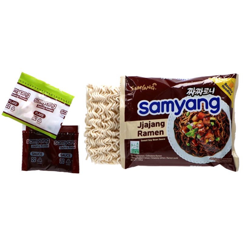 Chacharoni ramen makaronai su juodųjų pupelių padažu SAMYANG, 140 g