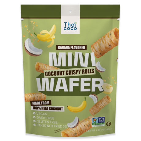 Coconut Crispy Rolls Banana Flavored THAI COCO, 140 g in a sachet
