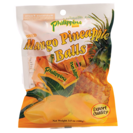 Dried Mango & Pineapple Balls PHILIPPINE BRAND, 100 g sachet