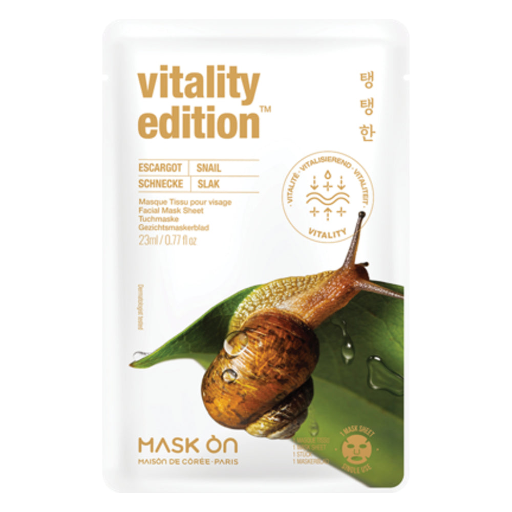Facial Mask Sheet with Snail MASK ON, 1 piece