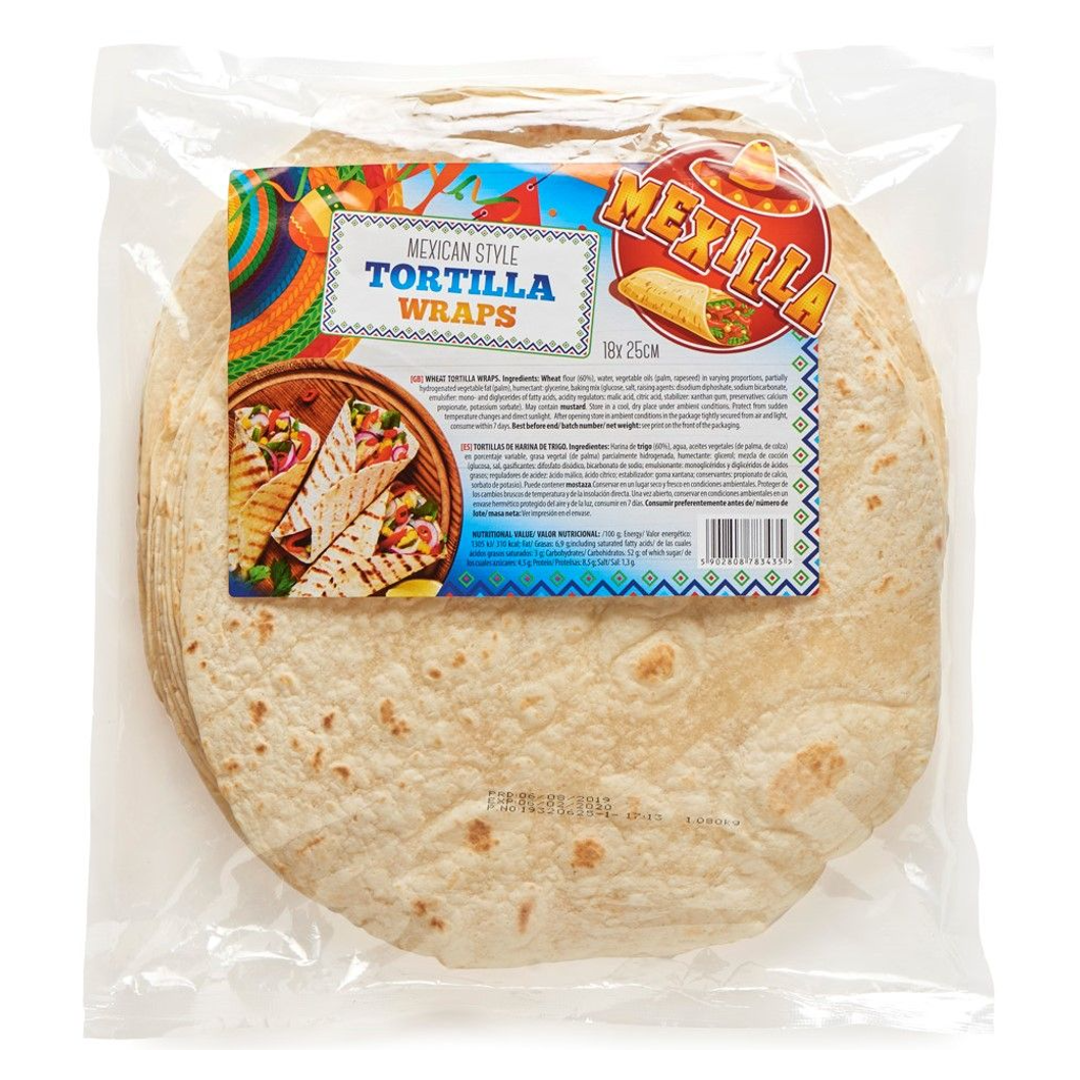 Kvietinės tortilijos 18 vnt MEXILLA, 25 cm