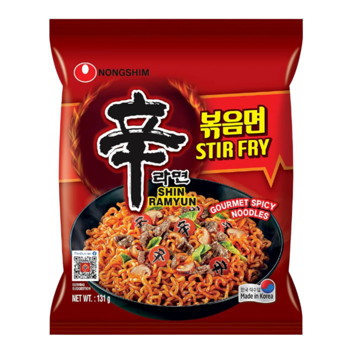 Gurmaniški aštrūs greitai paruošiami makaronai Shin Ramyun Red Stir Fry NONGSHIM, 131 g