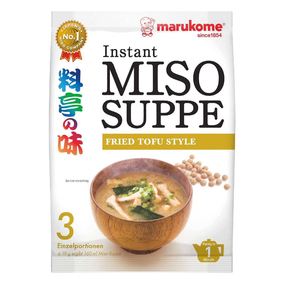 Greitai paruošiama Miso sriuba su keptu tofu MARUKOME, 3 porcijos, 3 x 18 g / 57 g