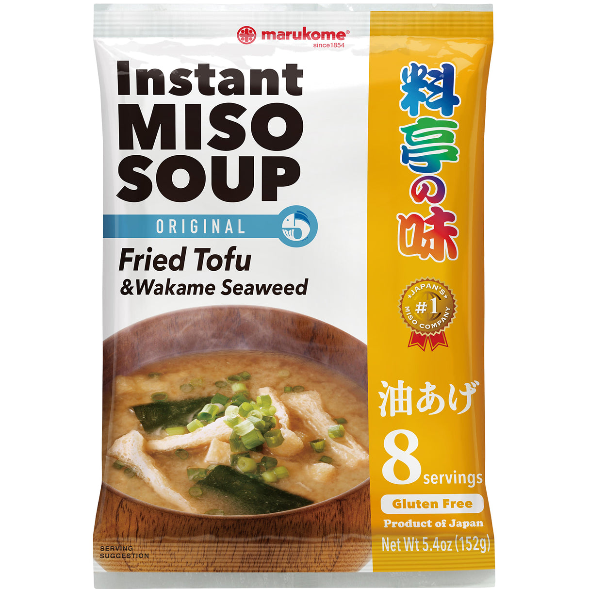 Instant Miso Soup Fried Tofu & Wakame MARUKOME, 8 servings, 152 g