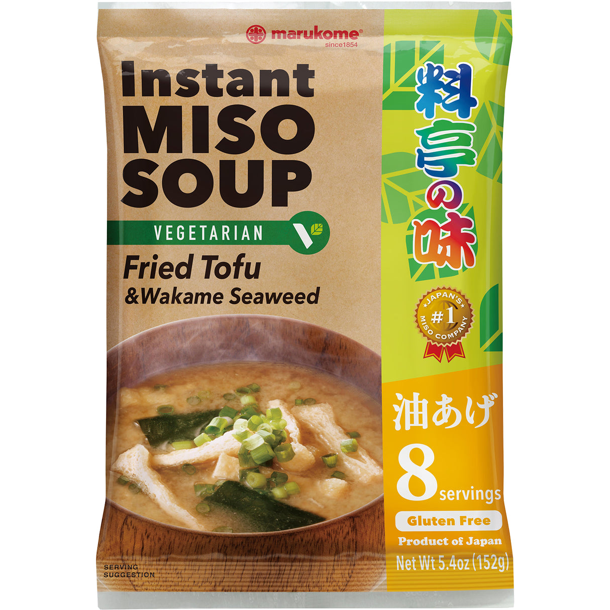 Instant Miso Soup Fried Tofu & Wakame Vegeterian MARUKOME, 8 servings, 152 g