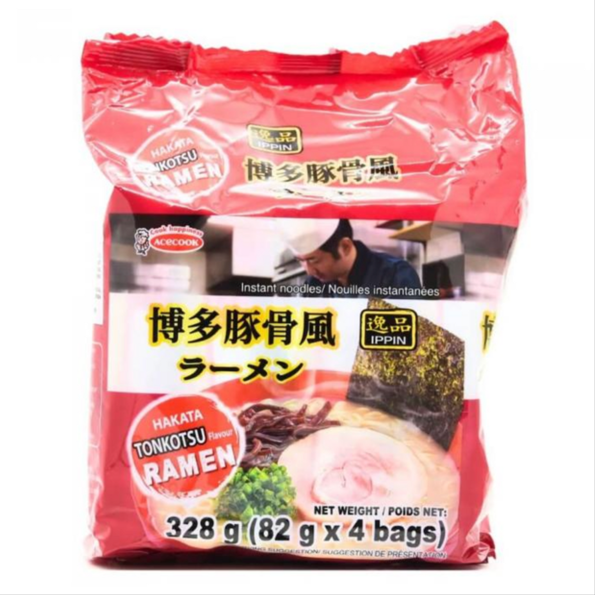 Greitai paruošiami makaronai Hakata Tonkotsu Ramen ACECOOK, 4 maišeliai po 82 g