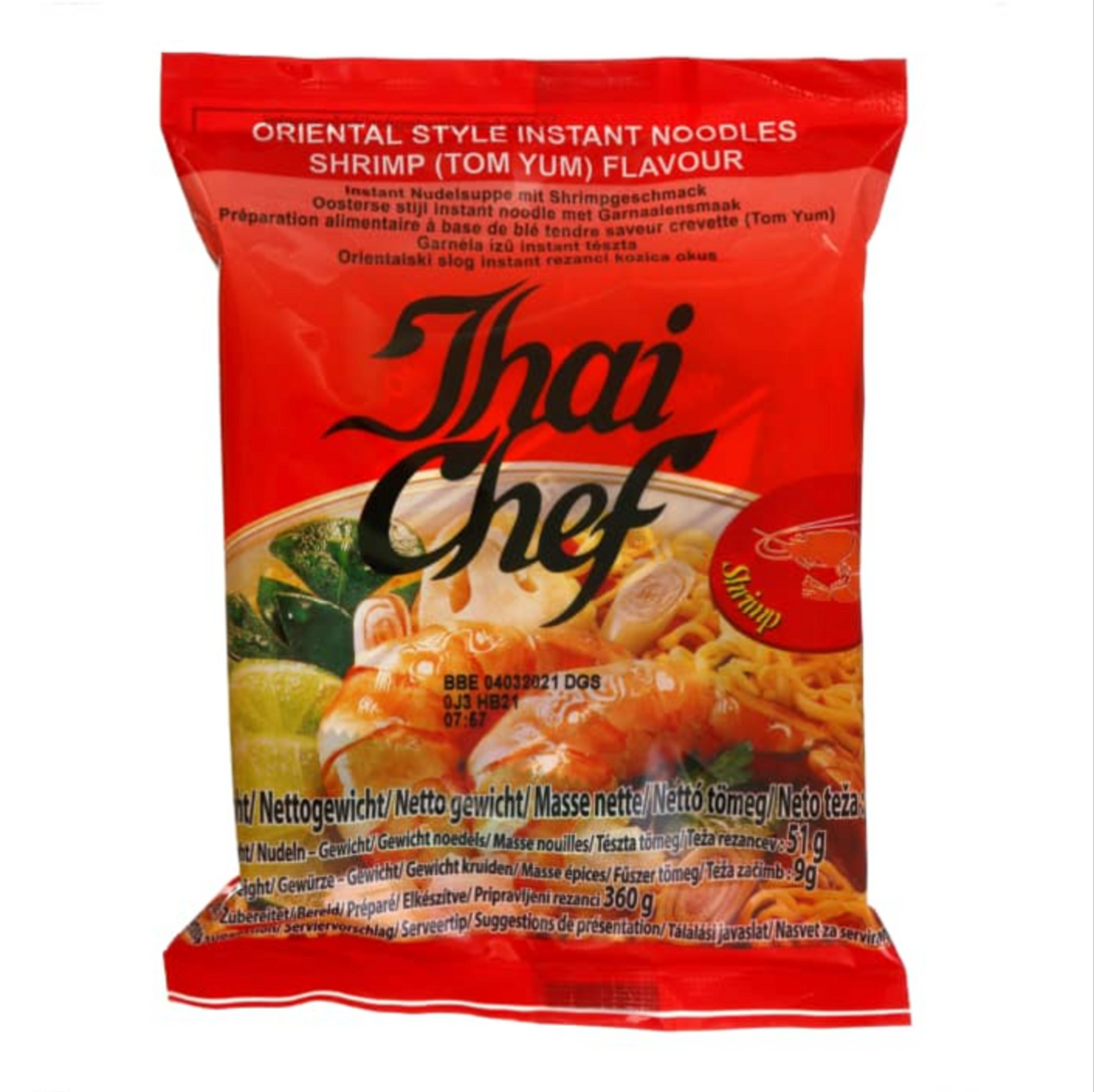 Instant Noodles Shrimp Flavor THAI CHEF, 60 g