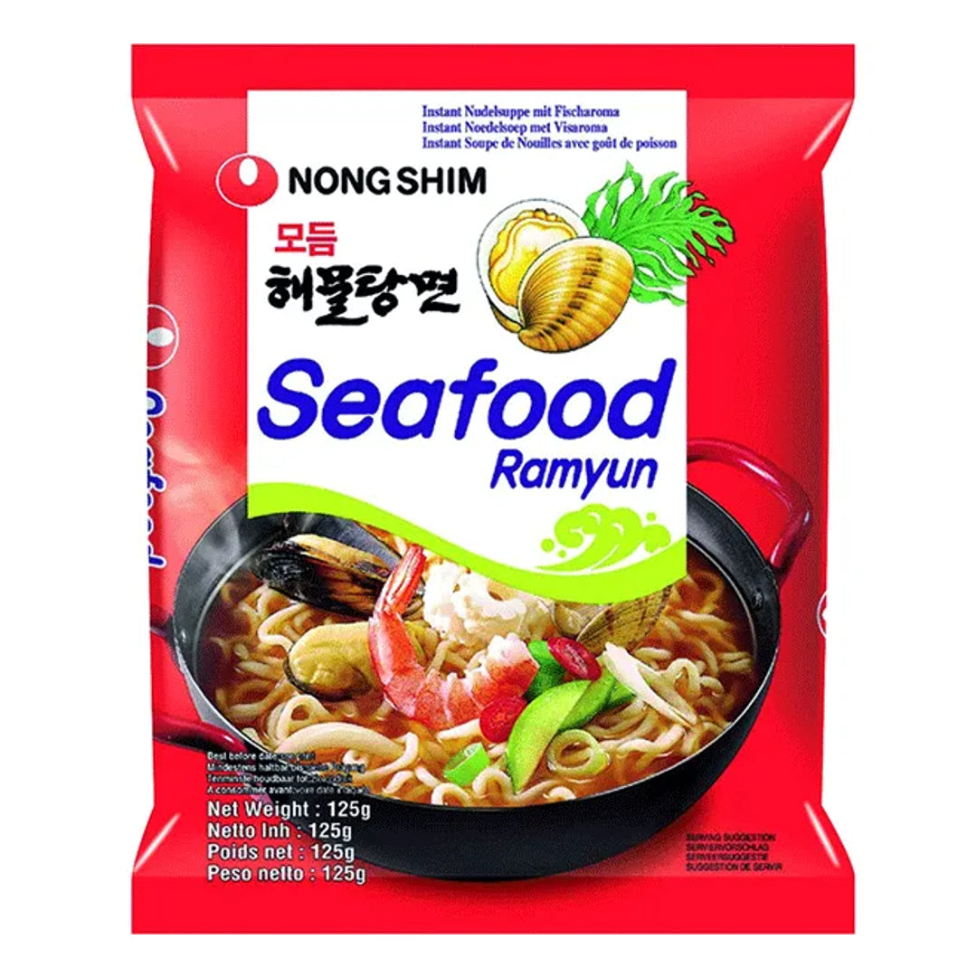 Jūros gėrybių skonio Modumheamul Tangmyun ramen makaronai NONGSHIM, 125 g