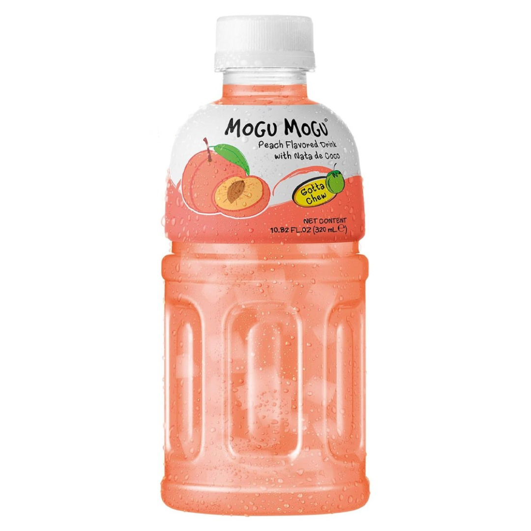 Peach flavor soft drink with nata de coco MOGU MOGU, 320 ml