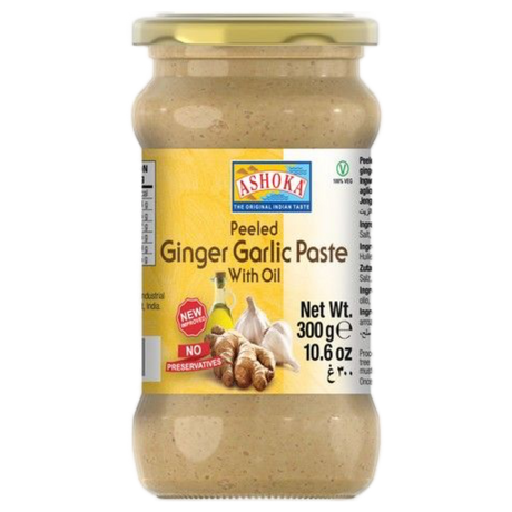 Peeled Ginger Garlic Paste in Oil ASHOKA, 300 g in a glass jar