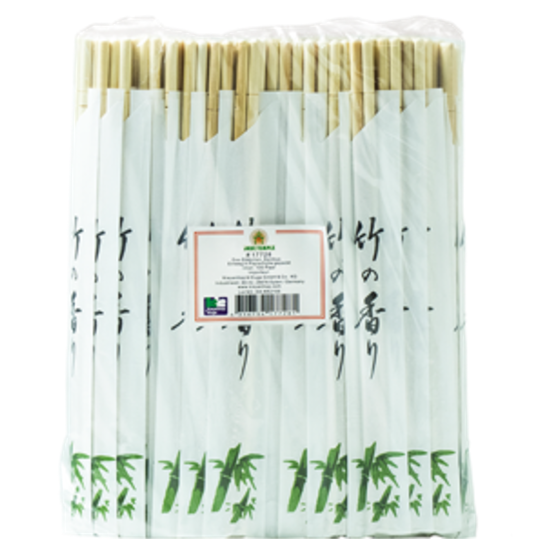 Polished Bamboo Chopsticks (round, in paper bag) JADE TEMPLE, 100 pcs