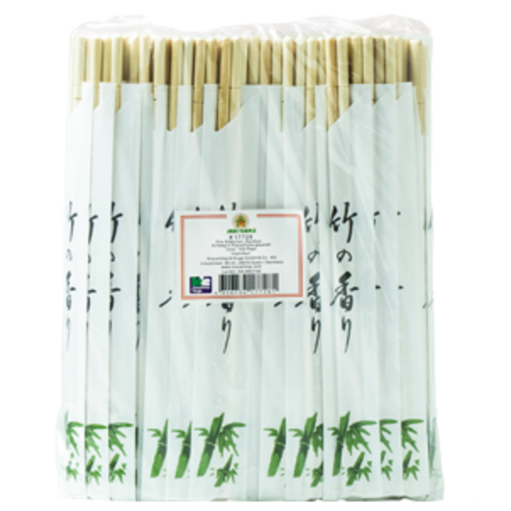 Polished Bamboo Chopsticks (round, in paper bag) JADE TEMPLE, 100 pcs