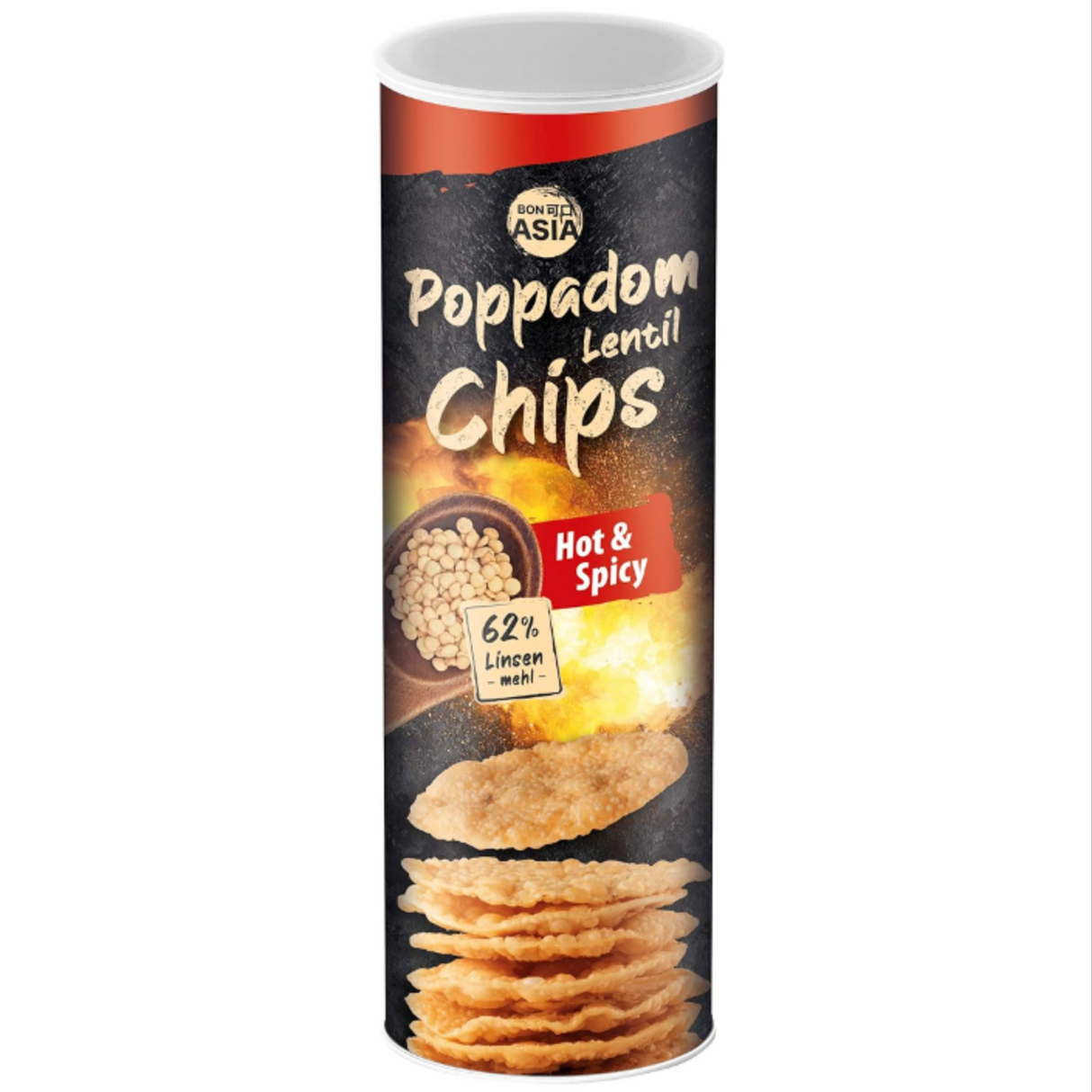 Poppadom Lentil Hot & Spicy Chips BONASIA, 70 g