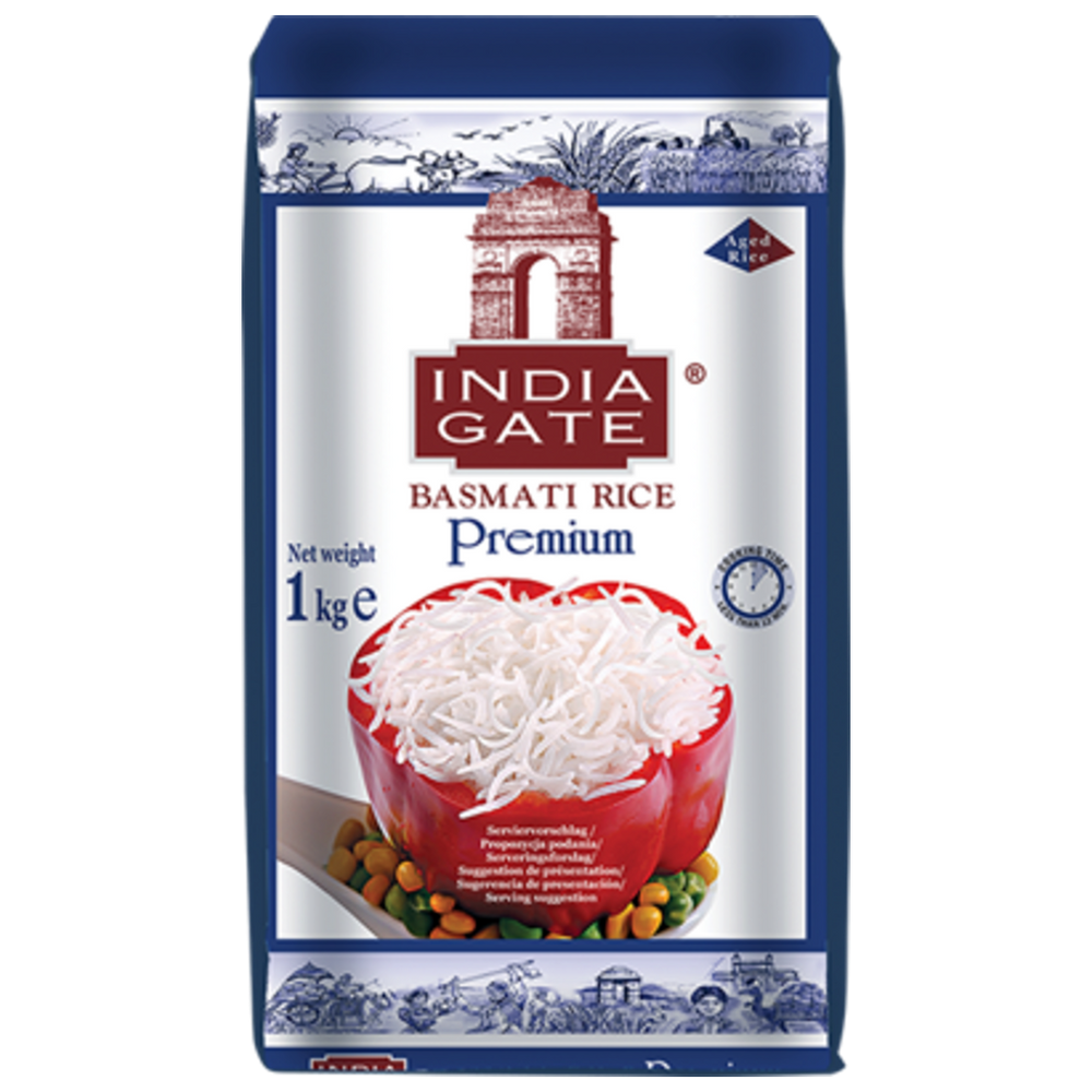 Aukščiausios kokybės basmati ryžiai INDIA GATE, 1 kg