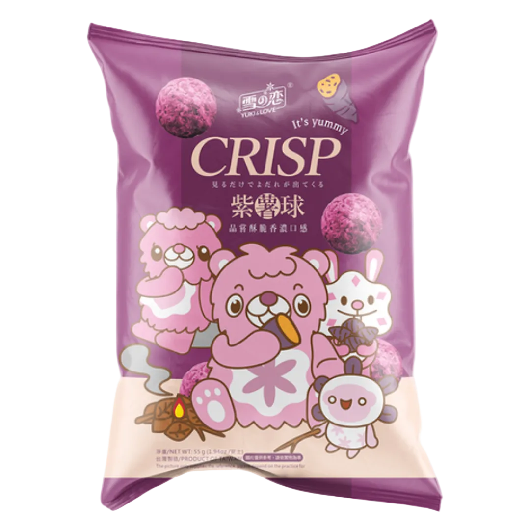 Purpurinių batatų ir kukurūzų traškučiai YUKI & LOVE, 55 g