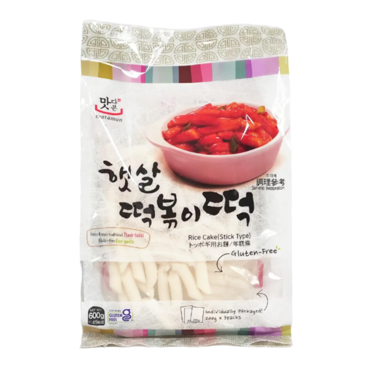 Toppoki Banh Gao Rice Cake Sticks MATAMUN, 600 g (3 x 200 g)