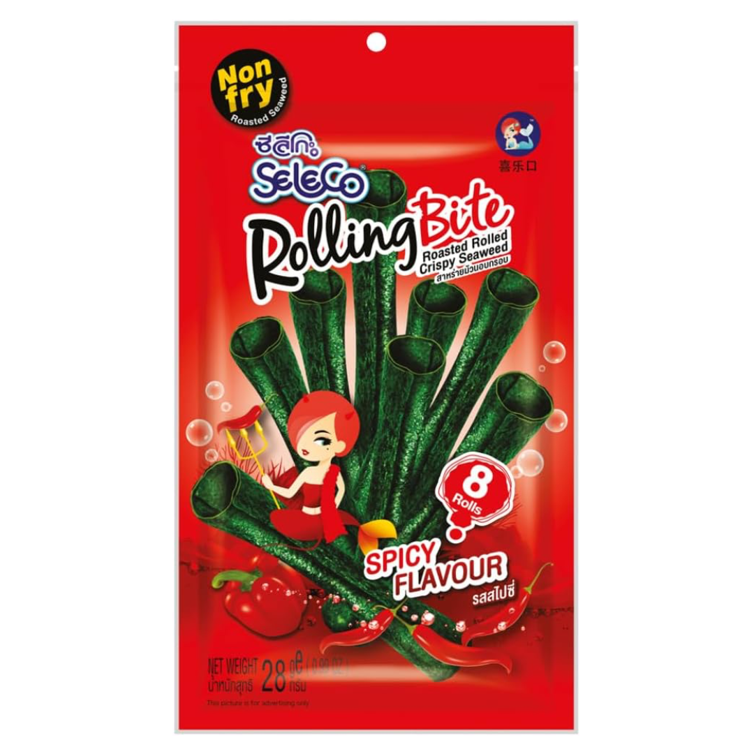 Spicy Seaweed Snack Rolls SELECO, 28 g