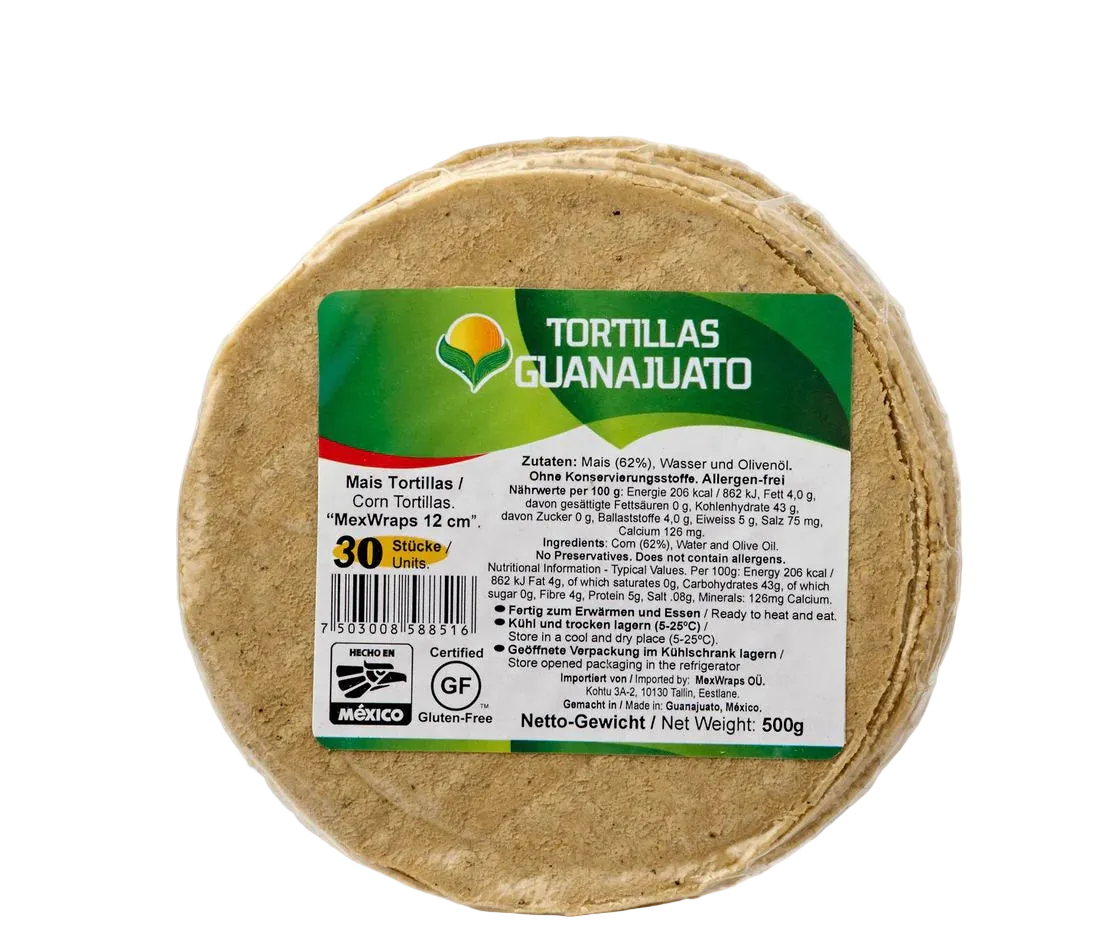 Geltonųjų kukurūzų tortilijos GUANAJUATO, 15 cm x 20 vnt, 500 g