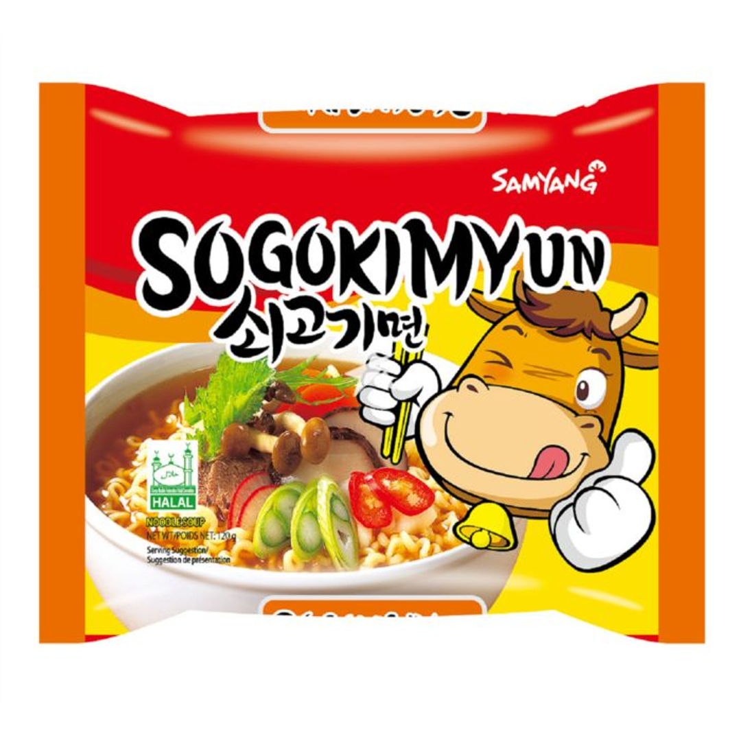 Greitai paruošiami ramen makaronai, jautienos skonio Sogokimyun SAMYANG, 120 g