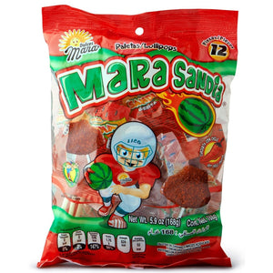Watermelon and Chili flavoured Lollipop Mara Sandia DULCES MARA, 12 pcs, 168 g