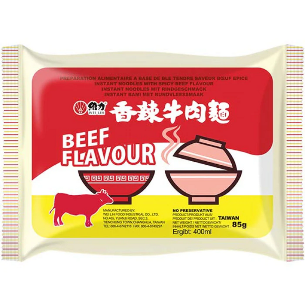 Instant Ramen Beef Flavour WEI LIH, 85 g