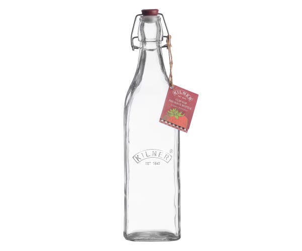 KILNER Clip Top Square Bottles (0.55 or 1 l itre)