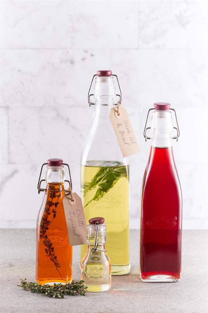 KILNER Clip Top Square Bottles (0.55 or 1 l itre)