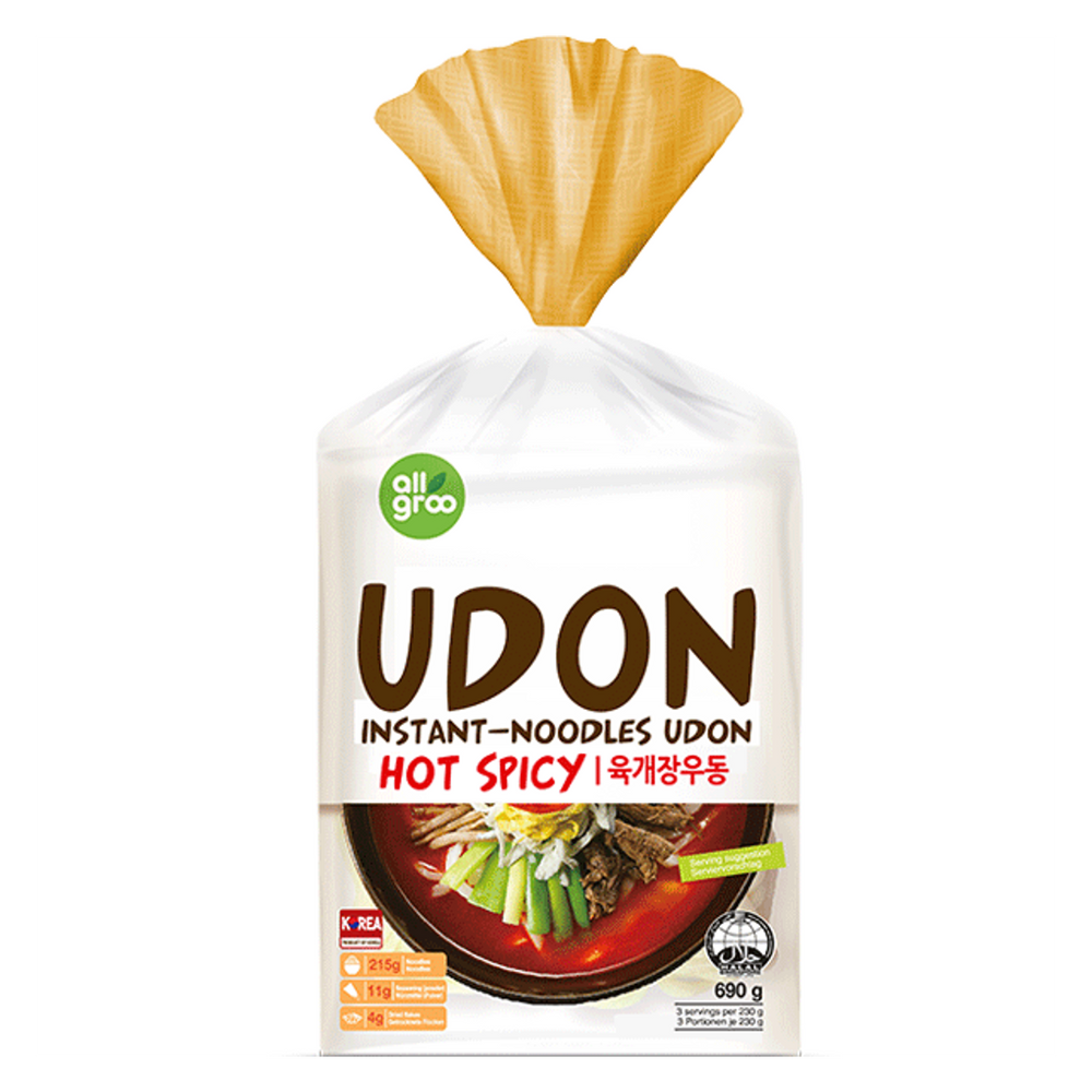Udon makaronai aštrūs, 3 porcijos ALLGROO, 690 g